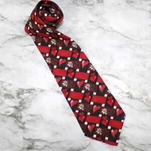 REQUIREMENTS Necktie Valentine's Day Hearts Floral Love Red Neck Tie Neckwear